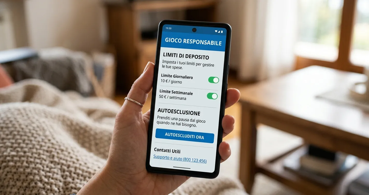 Schermata delle impostazioni di un conto di gioco con limiti di deposito attivati
