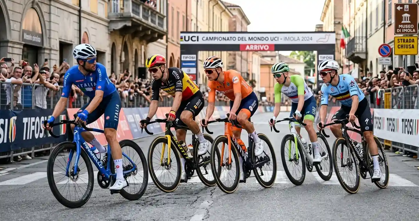 Corridori di nazioni diverse si controllano a vicenda nella prova in linea iridata