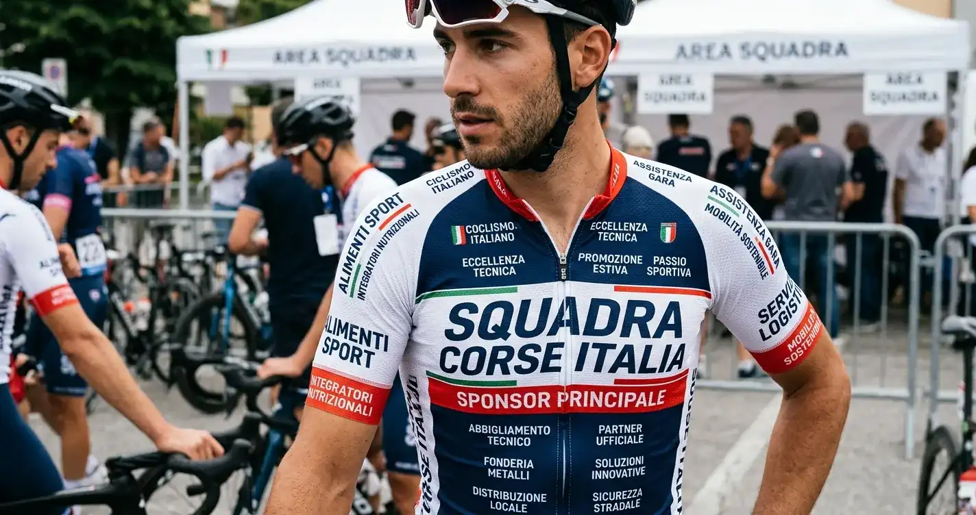 Maglia di una squadra di ciclismo soggetta alle regole UCI sulle sponsorizzazioni dei bookmaker