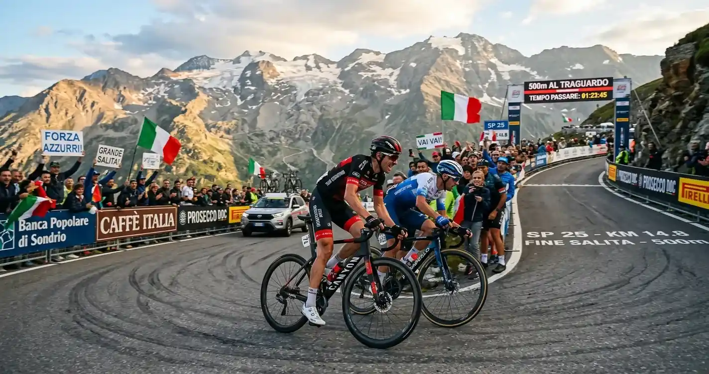 Scalatori in fuga su un arrivo in salita di alta montagna al Giro d'Italia